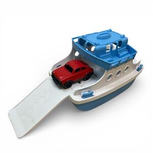 Green Toys Ferry Carrier Boat with Red Car Set - Recycled Plastic - Excellent